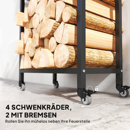 Indoor Firewood Rack, Steel, 60x30x119 cm, 2-Tier, Black