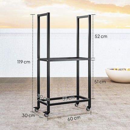 Indoor Firewood Rack, Steel, 60x30x119 cm, 2-Tier, Black