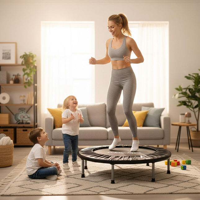 Indoor Fitness Trampoline, Ø95 cm, Foldable, Non-Slip