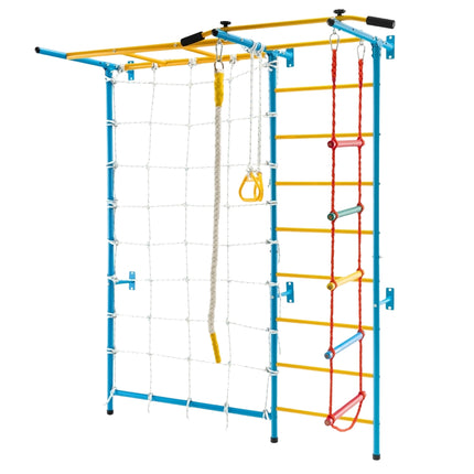Indoor Kids Climbing Wall Gym Set, 7-in-1, 197.5 x 83.5 x 223 cm