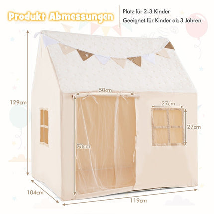 Indoor Kids Play Tent with Padded Mat & Star Lights