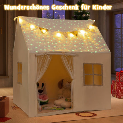Indoor Kids Play Tent with Padded Mat & Star Lights