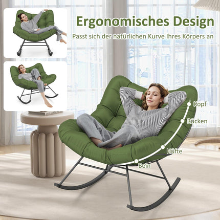 Indoor & Outdoor Oversized Papasan Rocking Chair, Green