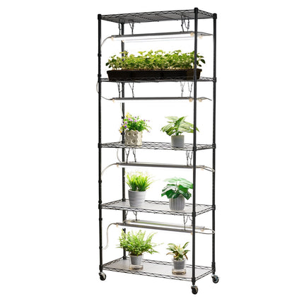 Indoor Plant Stand Shelf with Full-Spectrum LED, 6-Tier