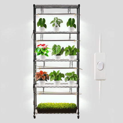 Indoor Plant Stand Shelf with Full-Spectrum LED, 6-Tier