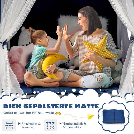 Indoor Play Tent with Mat, 121 x 105 x 137 cm, Blue