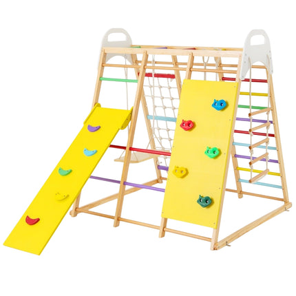 Indoor Playground Set – 8-in-1 Wooden Climbing Gym