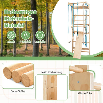 Indoor Wall-Mounted Gym Ladder, 100KG Capacity, Wood