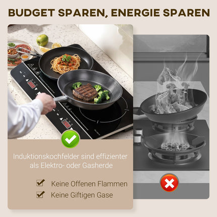 Portable double induction hob, 8 power levels, 3500W