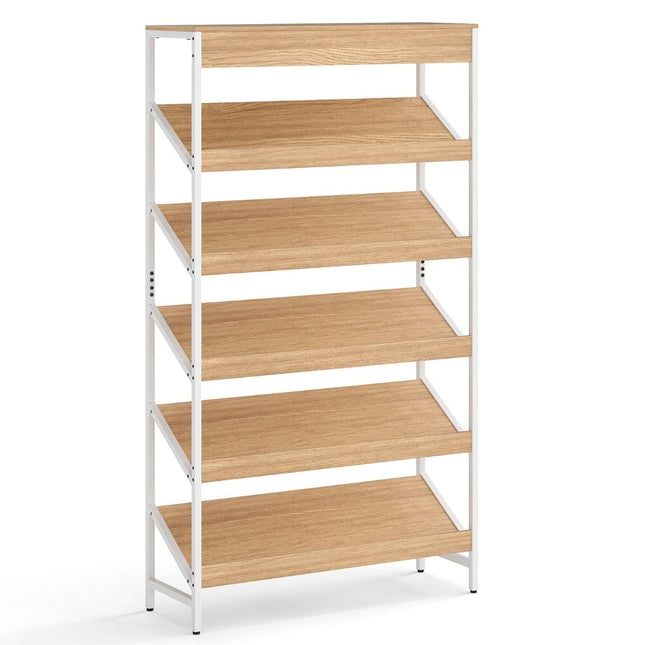 Industrial 6-Tier Bookshelf, Metal Frame, 161 cm Tall