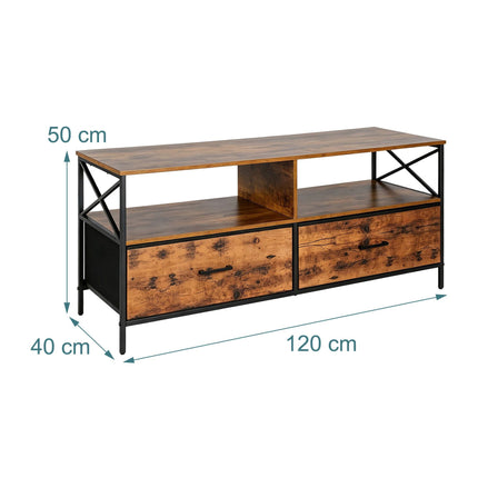 Industrial Black TV Stand with Storage, 120 cm