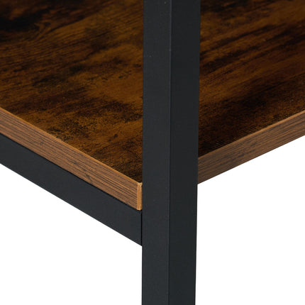 Industrial Bookcase – Black Metal & Dark Wood Shelves
