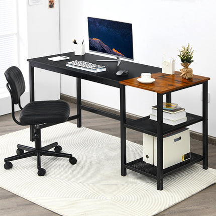 Industrial Computer Desk, 150cm, 2-Tier Shelf, Hook