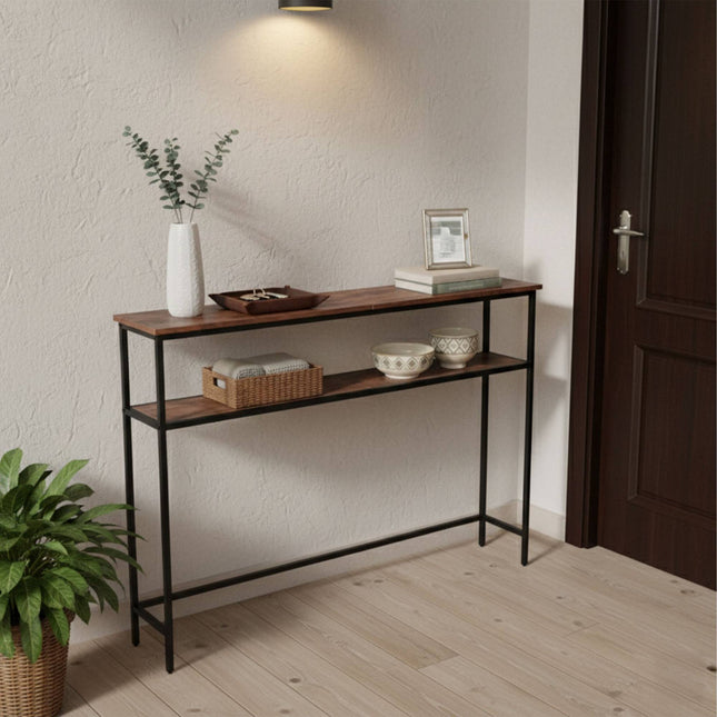 Industrial Console Table, 2-Tier, Space-Saving Design