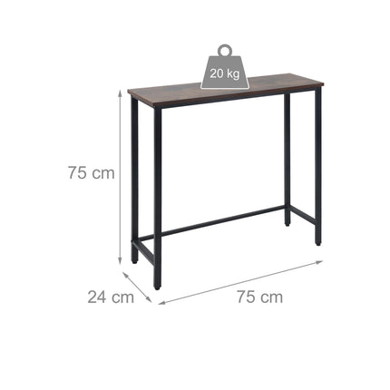 Industrial Console Table – Narrow, Metal Frame, Wood Top