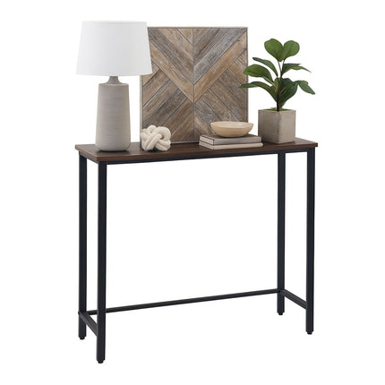 Industrial Console Table – Narrow, Metal Frame, Wood Top