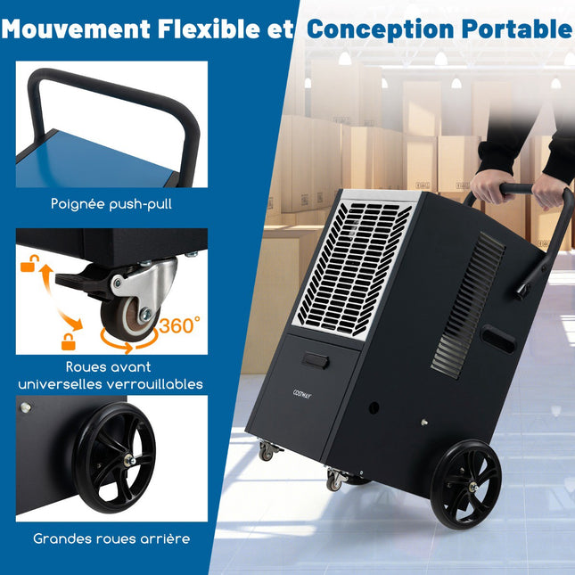 Industrial Dehumidifier 66L/Day with Pump, Drain Hose, 418 m²