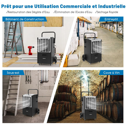 Industrial Dehumidifier 66L/Day with Pump, Drain Hose, 418 m²