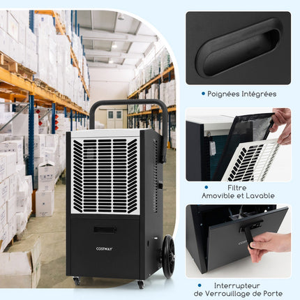 Industrial Dehumidifier 66L/Day with Pump, Drain Hose, 418 m²
