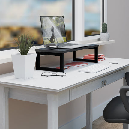 Industrial Monitor Stand – Ergonomic Desk Riser, Black