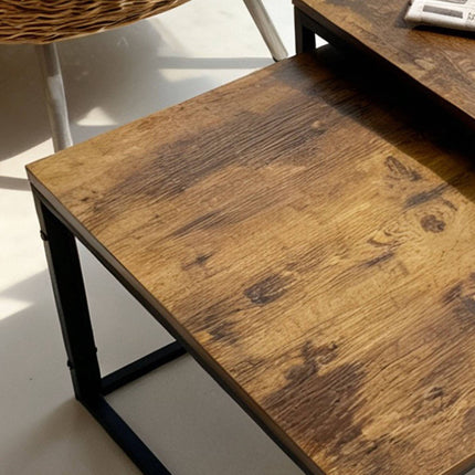 Industrial Nesting Side Tables, 2-Piece Set, Wood-Effect