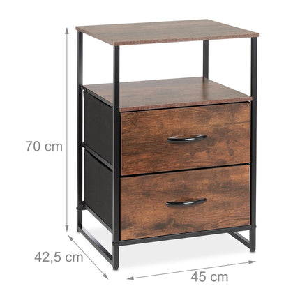 Industrial Nightstand Set of 2, Rustic Wood and Metal