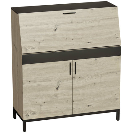 Industrial Secretary Desk with Shelves, 100 cm Wood
