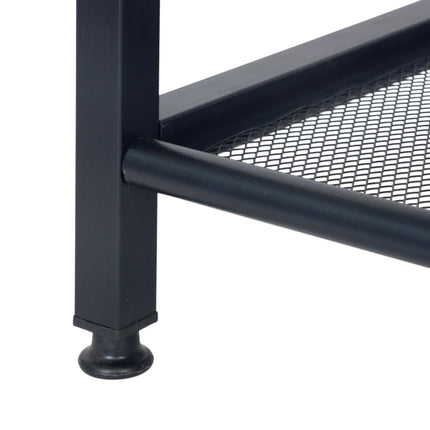 Industrial Shoe Rack – Iron Shelves, Wood-Effect Top