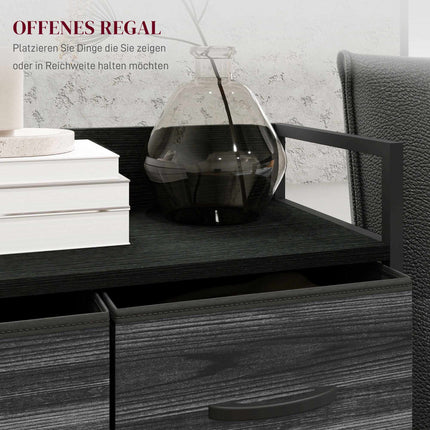 Industrial Sideboard with 4 Fabric Drawers, Black, 60x29x85cm