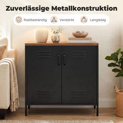 Industrial Steel Sideboard, 80x40x80 cm, Black
