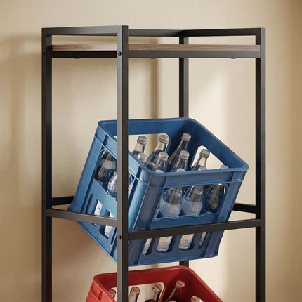 Industrial-Style Drink Crate Rack, 2-Tier, Black/Brown