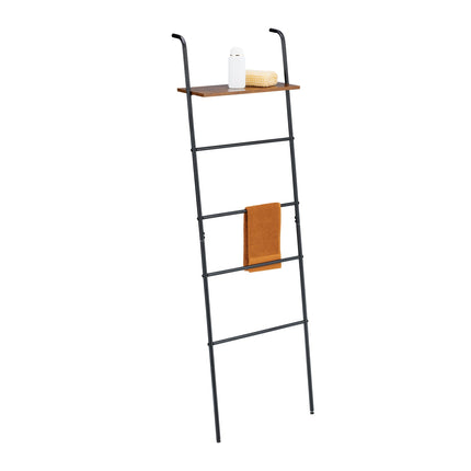 Industrial Towel Ladder Rack with Shelf, 4 Rungs