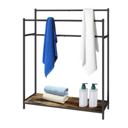 Industrial Towel Stand with Shelf – 3-Tier Hanging Space