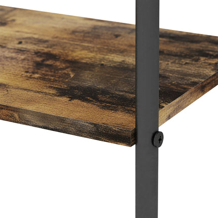 Industrial Towel Stand with Shelf – Black Metal & Wood