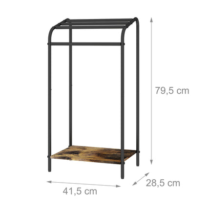 Industrial Towel Stand with Shelf – Black Metal & Wood