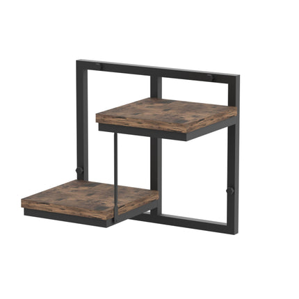 Industrial Wall Shelf, Metal and Wood, Floating Design