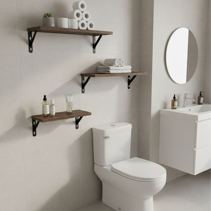 Industrial Wall Shelf Set – 3 Sizes, Wood & Steel