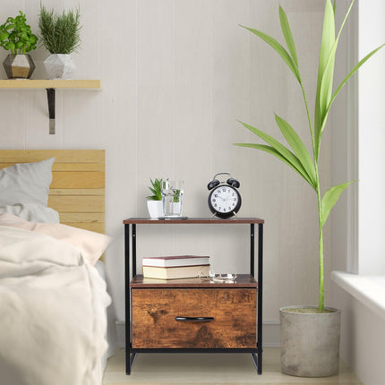 Industrial bedside table with drawer