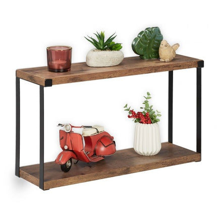 Industrial wall shelf with 2 shelves