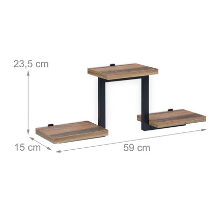 Industrial wall shelf with 3 shelves