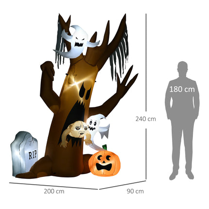 Inflatable 2.4m Ghost Tree with LED Lights for Outdoors