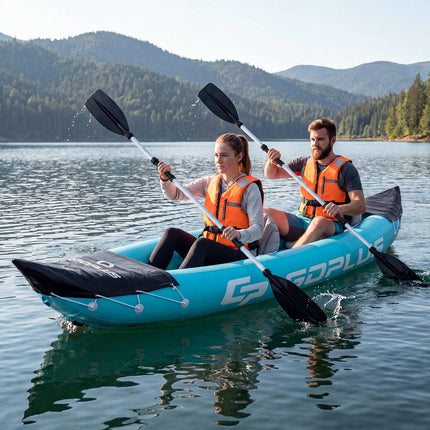 Inflatable 2-Person Kayak with Aluminum Paddles, Blue PVC