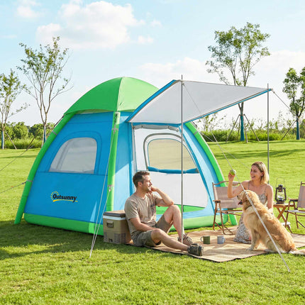 Inflatable 3-Person Camping Tent with Pump, Mesh Roof