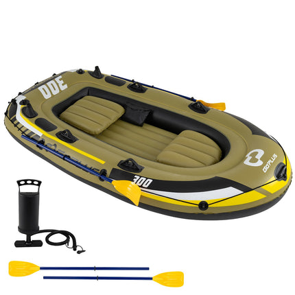 Inflatable 3-Person Fishing Raft Set with Oars & Pump