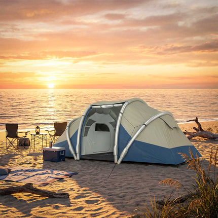 Inflatable 4-Person Tent, Quick Setup, 2 Bedrooms
