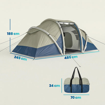 Inflatable 4-Person Tent, Quick Setup, 2 Bedrooms