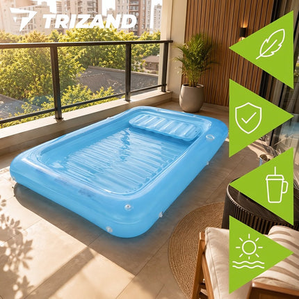 Inflatable Air Mattress 210x140 cm with 2 Cup Holders, Max 150 kg, UV-Resistant