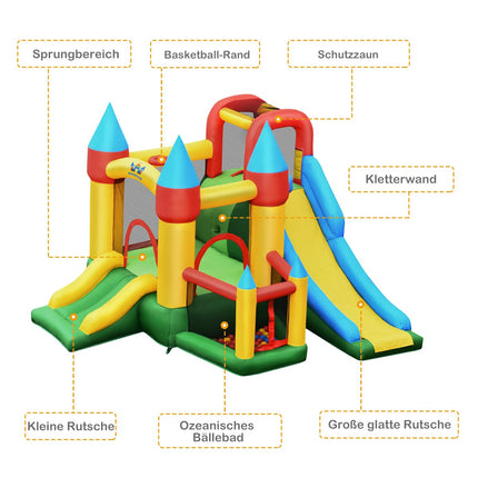 Inflatable Bounce House with 2 Slides & Blower, 330x300x210 cm