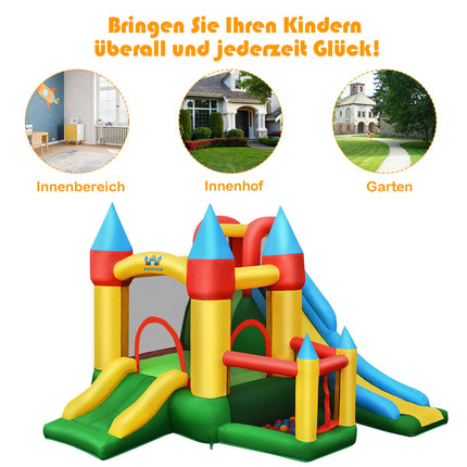 Inflatable Bounce House with 2 Slides & Blower, 330x300x210 cm