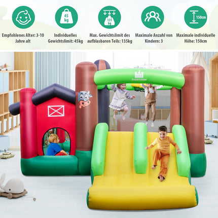 Inflatable Bounce House with Slide & Ball Pit, 356x330x220 cm